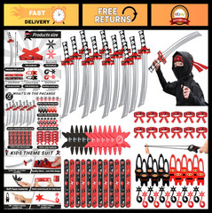 72Pcs Karate Party Favors Set – Inflatable Swords, Headbands, Slap Bracelets, De