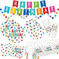 Happy Birthday Decorations: Happy Birthday Party Supplies Set with Birthday D…