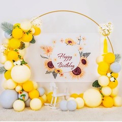 New Gold Metal Round Backdrop Arch 8ft Wedding Party Birthday Balloons Flowers
