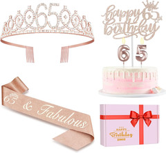 65Th Birthday Gifts for Her, 65Th Birthday Decorations for Women, Including Sash