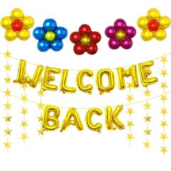 16 Inch Gold ‘WELCOME BACK’ Balloon Banner, Mylar Letter Balloons with 18 Inc…