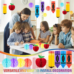 13 Pcs Crayon Apple-Shaped Hanging Honeycomb Balls Honeycomb Pencil Paper Ball D