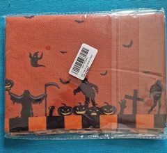 Halloween Table Runner Bats – Orange Red Linen – 14 x 71 Inches – Non-Slip – UK