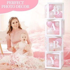 Baby Boxes for Baby Shower Decoration with 8 Letters and 36 Balloons 4pcs Cle…