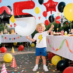 Cartoon Monster Red Black Yellow White Decorations Party Supplies Red And Bla…