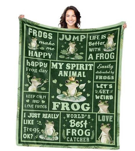 Frog Blanket 50″ X 60″ for Women, Frog Themed Gifts, Frog 60X50inch Frog Gifts