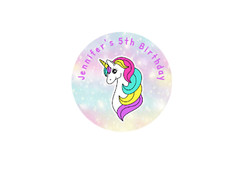30 personalized Unicorn stickers, labels, tags birthday party decorations favors