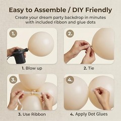 55pcs Sand White Balloons 12 Inch, Premium Matte Cream Beige Latex White Sand