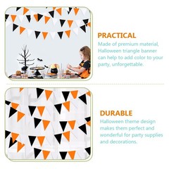 Orange Black White Halloween Pennant Halloween Triangle Flag Hanging Decoration