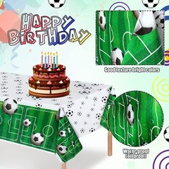 Soccer Happy Birthday Backdrop and Table Cover Set for Kids Soccer Themed Party