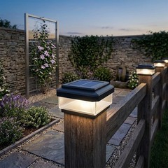 Solar Fence Light LED Mounts Easily on Rod Mat Fence Posts Black Color