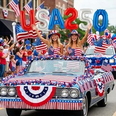 4th of July Golf Cart Decorations Kit, 250th Anniversary USA Patriotic Parade De