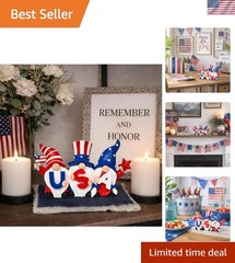 Charming 4″ Patriotic Gnome Statue Set for Memorial Day and Independence Day