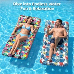 Pool Floats Inflatable Loungers Swimming Rafts Oversized Adults Headrest 2PK