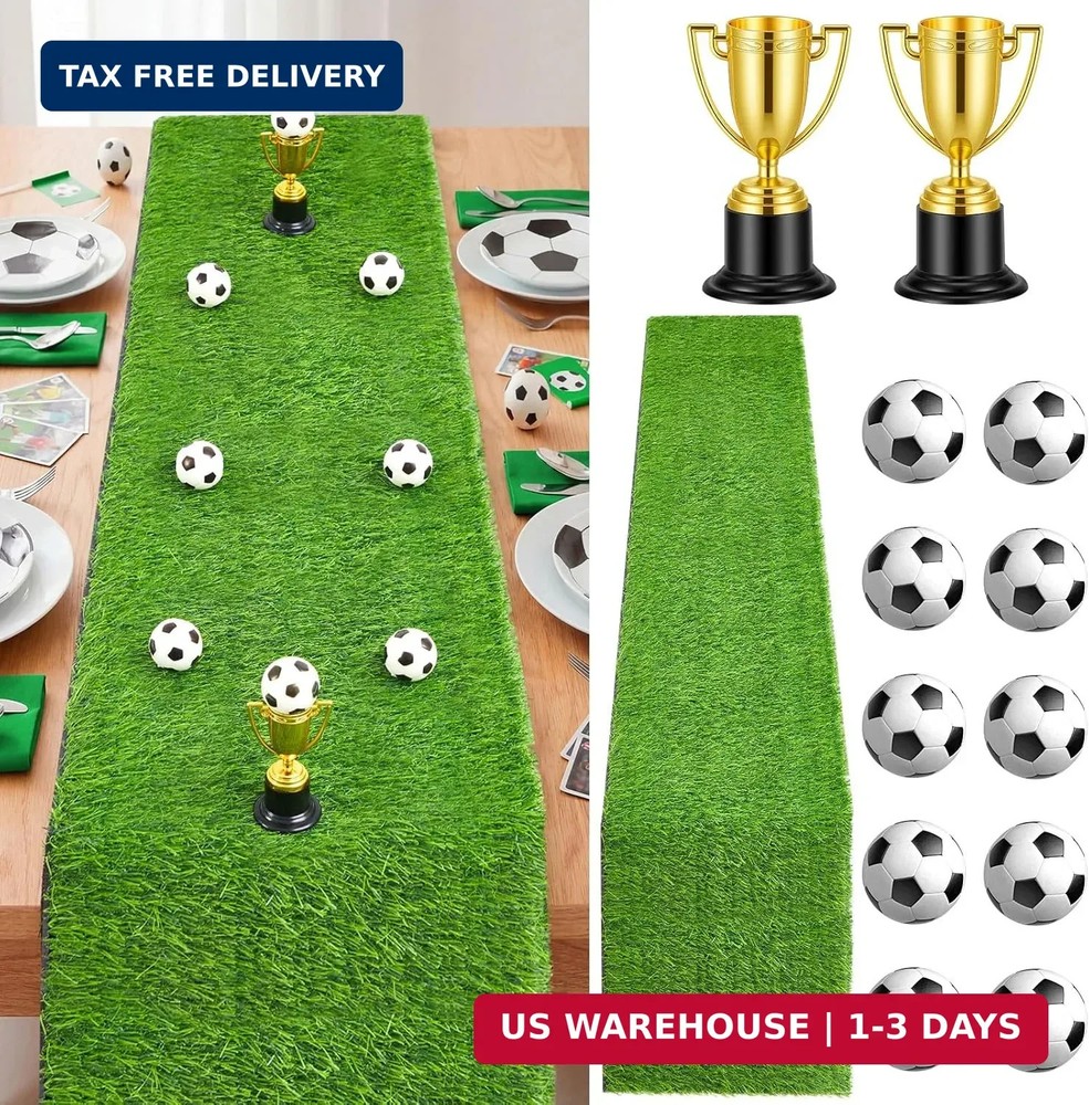 13 Pcs Soccer Birthday Party Decorations Kit, Soccer Centerpieces for Table with