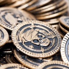 144 PLASTIC RUSTIC VINTAGE BRASS GOLD COINS PIRATE TREASURE CHEST MONEY FAVORS