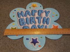 Happy Birthday sign Handcrafted USA thin canvas on cardbrd cut-outs glitter star