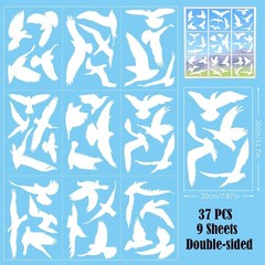 37Pcs Anti Collision Window Clings, Save The Birds from Strikes, White