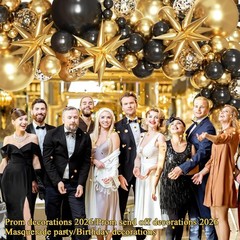 Black Gold Balloon Arch Kit for 2026 Graduation & Parties