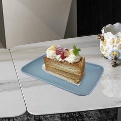 Wheat Straw Plates,4 Pack Rectangular Dinner Plates,Dinner L, multicolour