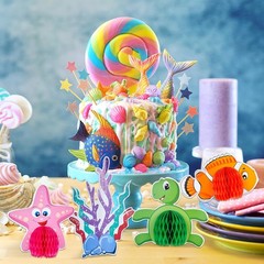 WILLBOND 12 Pieces Under The Sea Honeycomb Centerpiece Ocean Themed Party Table