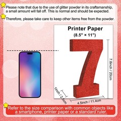 1 Pack 7.8 Inch Red Glitter Number 7 Wooden Table Centerpiece Birthday