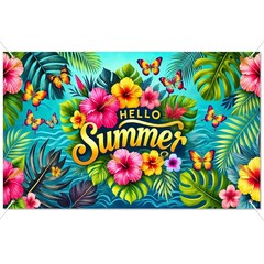 HOMETITUTE Hello Summer Banner 71 x 43 inch Hawaiian Beach#005