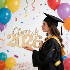 2026 Graduation Decorations, Class of 2026 Wooden Sign, Graduation Photo Boot…