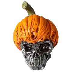 Creepy Evil Pumpkin Skull Resin Craft Spooky Halloween Decor Outdoor Garden Home
