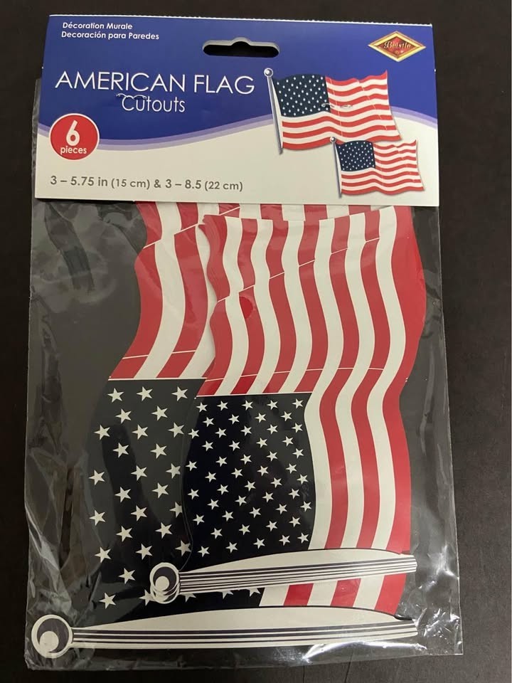 Beistle American Flag Cutouts 6 Pieces 5.75 to 8.5 inches