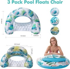 3 Pack Pool Floats Adult, Pool Floaties with Two Cup Holders & Handles