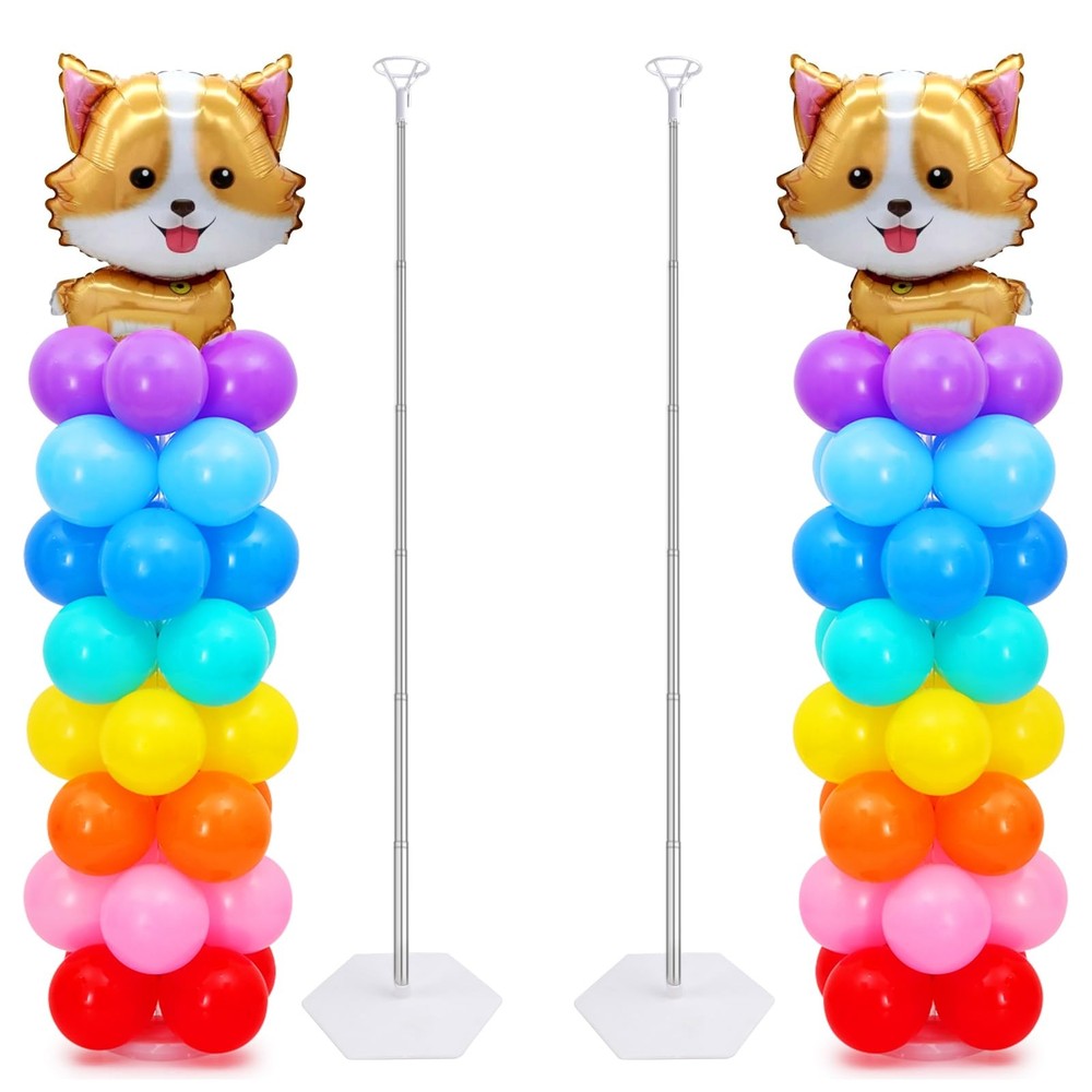 Chamvis 2 Set Balloon Column Kit – 6.56 feet Balloon Column Stand with Base f…