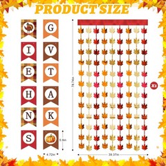 Thanksgiving Party Decorations 2Pack 3.3 x 6.6 ft Red Gold Orange Maple Leave…