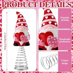 Gnome Miniature Tree Topper, 5.1 Inches Mini Resin Gnome Valentines Day