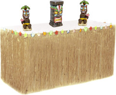 Hawaiian Table Skirt 11Ft Long Stretches to 30Ft! | (29″ Tall) Brown Grass Table