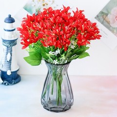 US 4pcs 20 Head Simulation Lily Flower Real Touch Fake Atmosphere Decor Outdoor