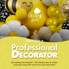 ALL-IN-1 Bee Balloons Garland Kit & Arch – Small and Large Black Yellow and W…