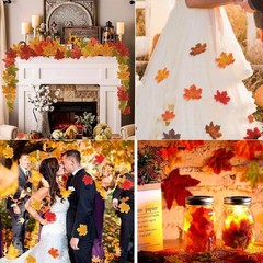 Arbootjin Fake Fall Leaves 100 Pcs Artificial 3.15 x inches, Muticolor