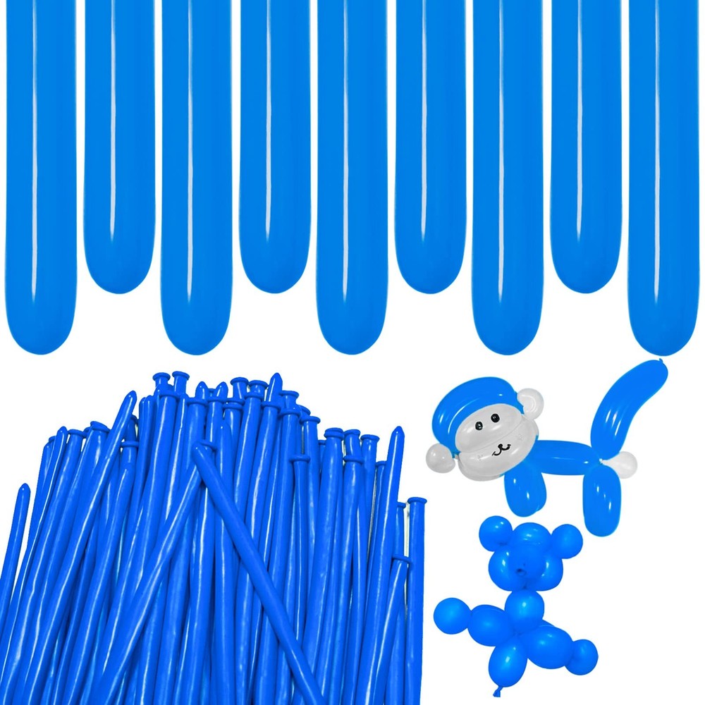 Blue Long Balloons Premium 260 Twisting Animals Magic Balloons for Birthday K…