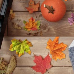 Arbootjin Fake Fall Leaves 100 Pcs Artificial 3.15 x inches, Muticolor