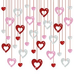 36 Pcs Valentine’s Day Decorations Glitter Heart Hanging Swirls – No DIY Red Pin