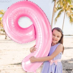 , Giant Light Pink Number 9 Balloon – 40 Inch | Foil 9 Balloon for 9th Decora…