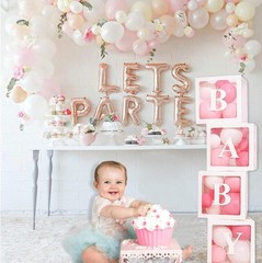 Delightful Transparent Balloon Boxes for Baby Shower Decor – 4 pcs with Letters