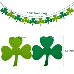 4 Pack Felt Shamrock Garland Banner St. Patrick’S Day Decorations NO DIY Green S