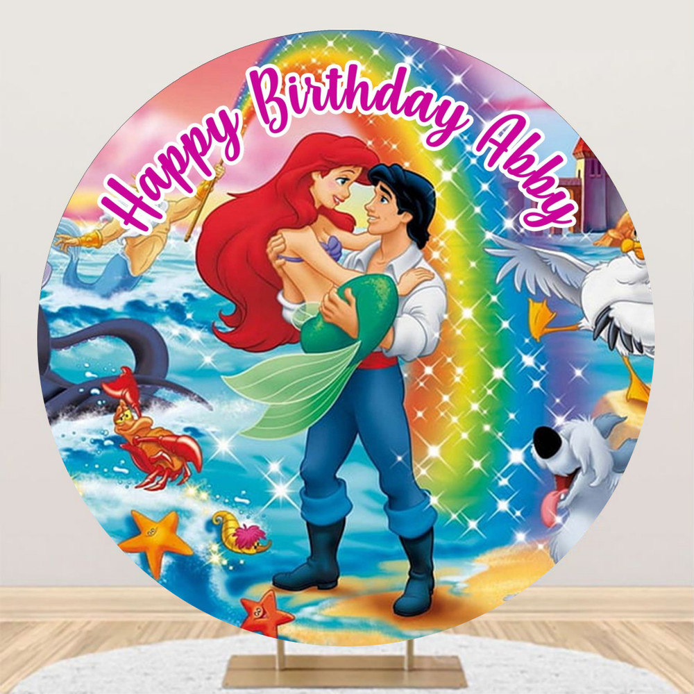 Round Personalised Little Mermaid Party Decorations Backdrop Ariel Background