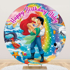 Round Personalised Little Mermaid Party Decorations Backdrop Ariel Background