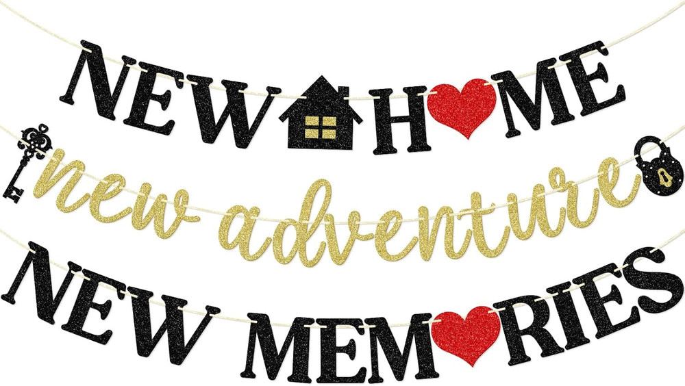 Qttier New Home New Adventure New Memories Banner, Housewarming Party