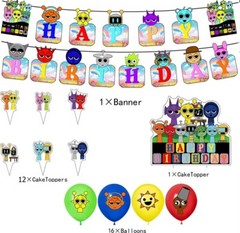 Sprunki Party Supply Decoration Banner Cake Topper Cupcake Toppers Backdrop and
