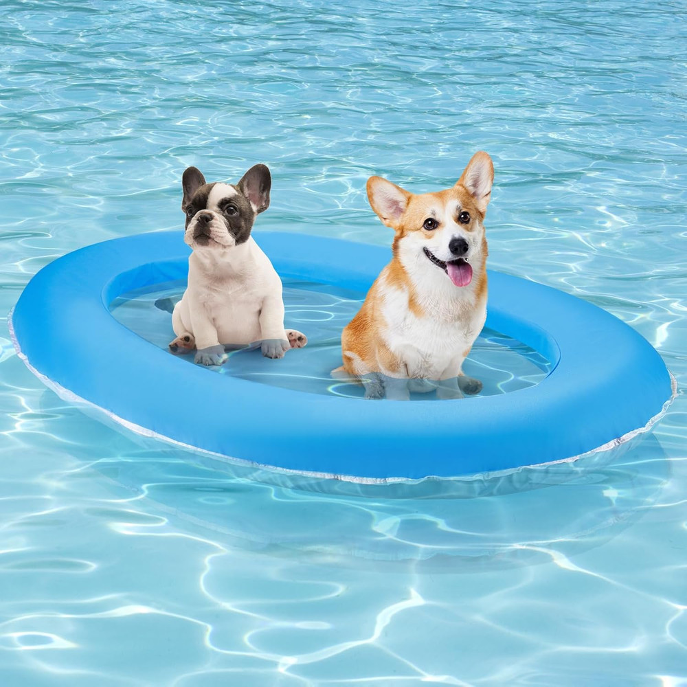 Upgraded Tear-Resistant Dog Pool Float – 25″ x 41″ Stable Support Inflatable Dog