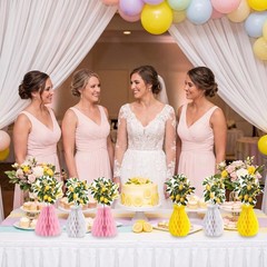 9Pcs Summer Lemon Party Decorations Honeycomb Centerpieces Set